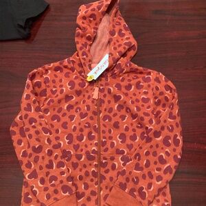 CAT & JACK BURNT ORANGE/  RED SPOTTED GIRLS HOODIE SIZE MEDIUM/ GIRLS 8